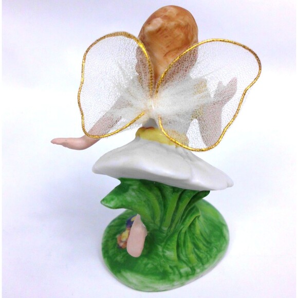 Vintage Enesco 1979 Porcelain Bisque Fairy Woodland Pixie Figurine 3 Inch Set - Picture 5 of 9
